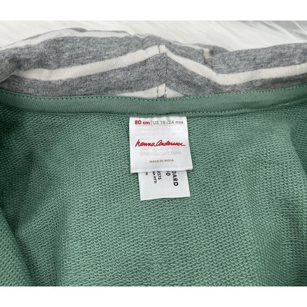 NEW HANNA ANDERSSON Hoodie Zip Front 18-24 Months 80 French Terry Jade